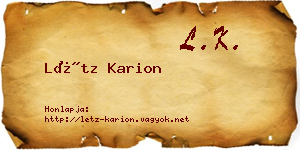 Létz Karion névjegykártya
